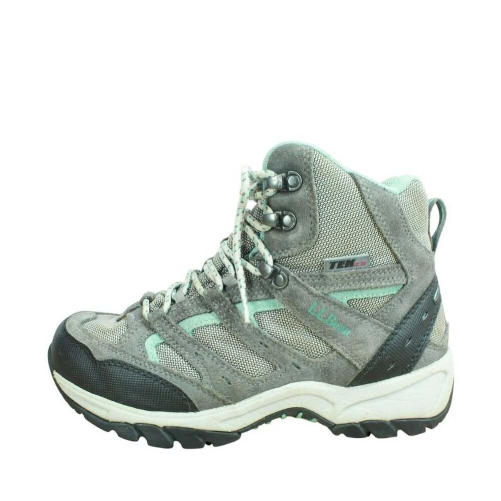 LL Bean Gray Suede Lace Up Waterproof Mid Top Hiking Boots Size 8.5 M